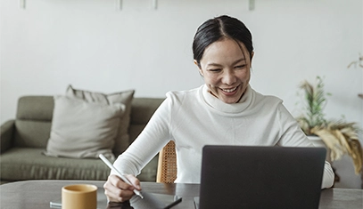 woman studying