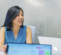 female student talking and smiling