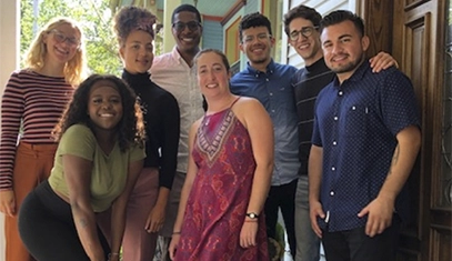 a group of people smiling